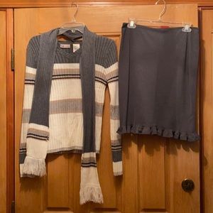 Super cute sweater and skirt with ruffle on the bottom